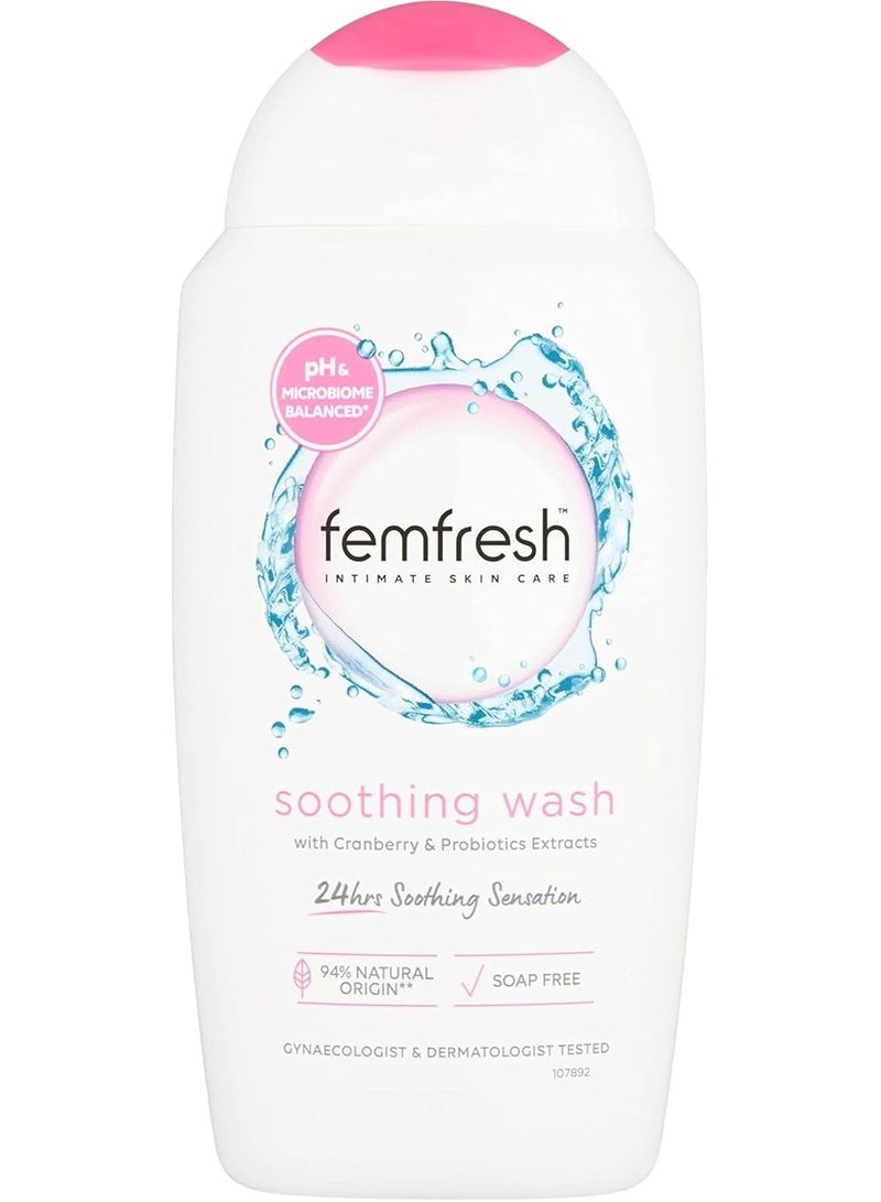 femfresh Intimate Skin Care Ultimate Care Soothing Wash With Cranberry & Probiotics Extracts Ph Balanced 24Hrs Soothing Sensation Soap Free 250 ML - Image 1